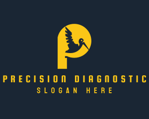 Yellow Pelican Letter P logo design