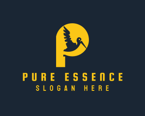 Yellow Pelican Letter P logo design