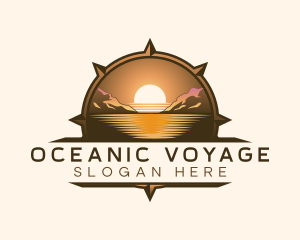 Compass Sunset Travel Voyage logo design