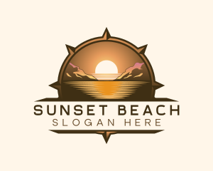 Compass Sunset Travel Voyage logo design