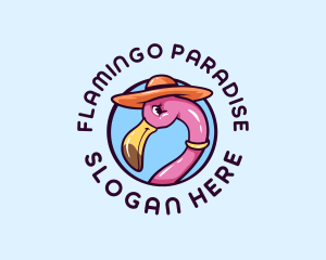 Flamingo Bird Hat  logo design