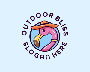 Flamingo Bird Hat  logo design