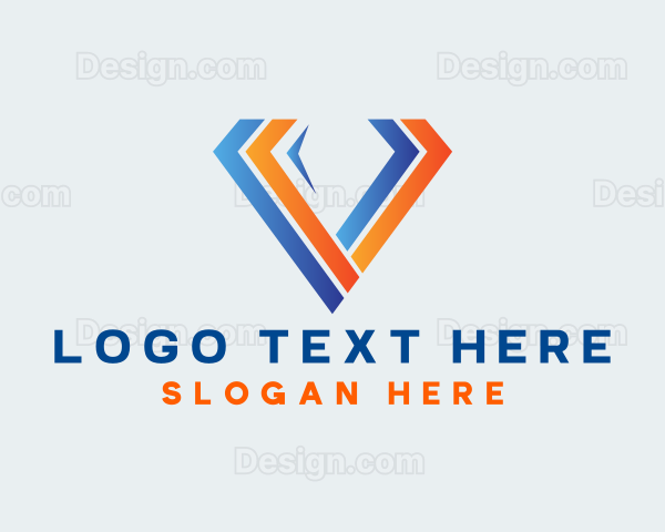 Geometric Diamond Arrow Letter V Logo