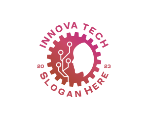 Cog Head Technology Circuit Logo