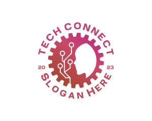 Cog Head Technology Circuit Logo