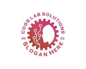 Cog Head Technology Circuit logo design