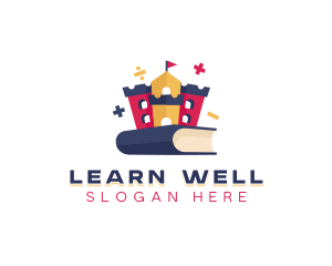 Book Castle Learning Kindergarten logo design