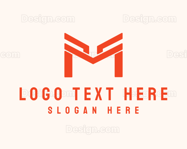 Orange Modern Letter M Logo