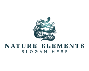 Nature Snake Flower logo design