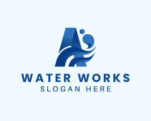 Water Wave Splash Letter A logo