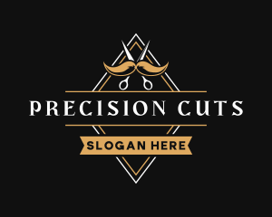 Barber Scissors Mustache logo design