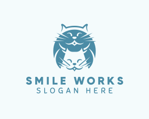 Smiling Cat & Kitten logo design