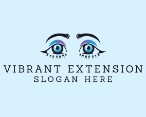 Blue Feminine Eyelashes  logo design