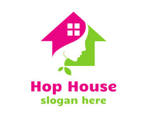 Woman Leaf House logo design