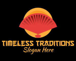 Traditional Asian Hand Fan logo design