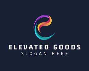 Modern Gradient Swirl Letter E  logo design