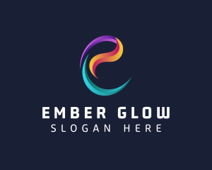 Modern Gradient Swirl Letter E  logo design