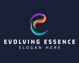 Modern Gradient Swirl Letter E  logo design