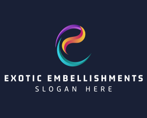 Modern Gradient Swirl Letter E  logo design