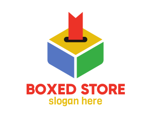 Cube Box Ribbon  logo design