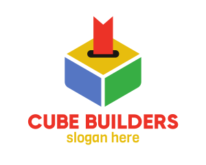 Cube Box Ribbon  logo design