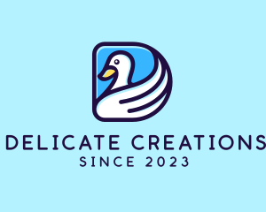 Swan Bird Wing logo design