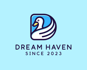 Swan Bird Wing logo design