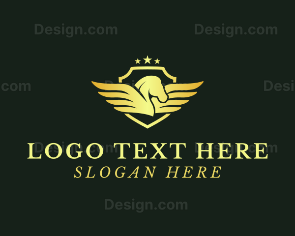 Elegant Pegasus Shield Logo