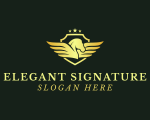 Elegant Pegasus Shield logo design