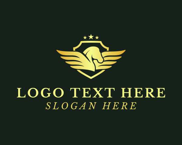 Elegant Pegasus Shield logo