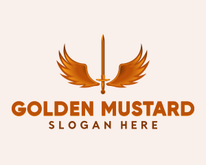 Golden Excalibur Medieval Gaming Sword logo design