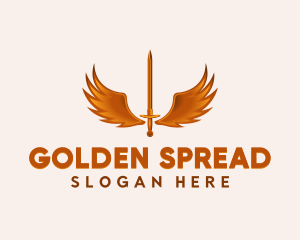 Golden Excalibur Medieval Gaming Sword logo design