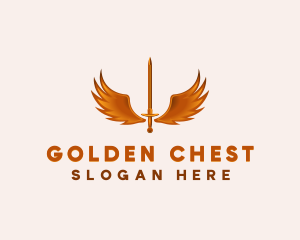 Golden Excalibur Medieval Gaming Sword logo design