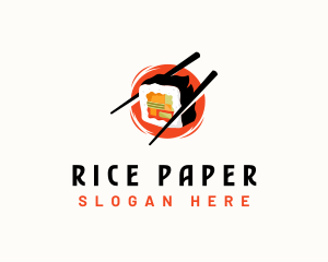 Sushi Chopsticks Japanese logo design