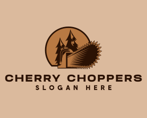 Chainsaw Logging Forest logo design