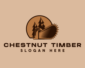 Chainsaw Logging Forest logo design