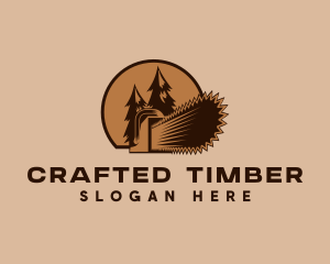 Chainsaw Logging Forest logo design