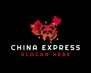 Panda China Map logo design