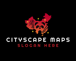 Panda China Map logo design