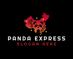 Panda China Map logo design