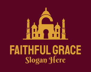 Padlock Keyhole Mosque logo design