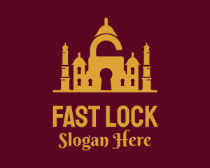 Padlock Keyhole Mosque logo design