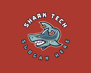 Angry Shark Predator logo design