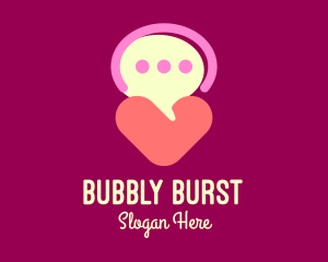 Heart Speech Bubble logo design