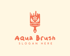 Eco Floral Paint Brush logo design