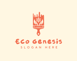 Eco Floral Paint Brush logo design