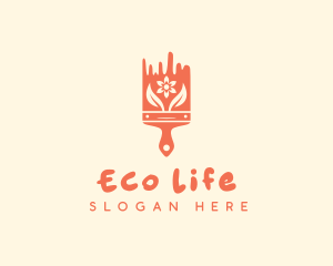 Eco Floral Paint Brush logo design