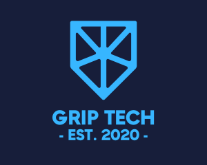 Blue Tech Shield logo design