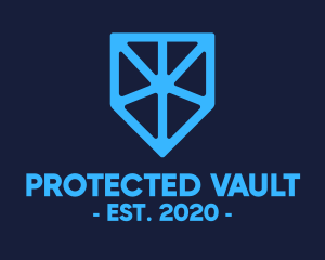 Blue Tech Shield logo design