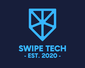 Blue Tech Shield logo design